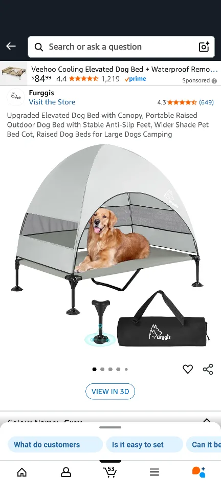 Furggis Elevated Dog Bed with Canopy - Size XL thumbnail