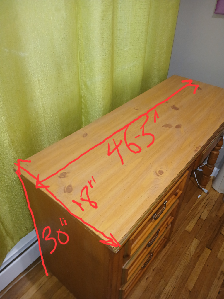 Wooden Desk - 46.5" x 18" x 30"