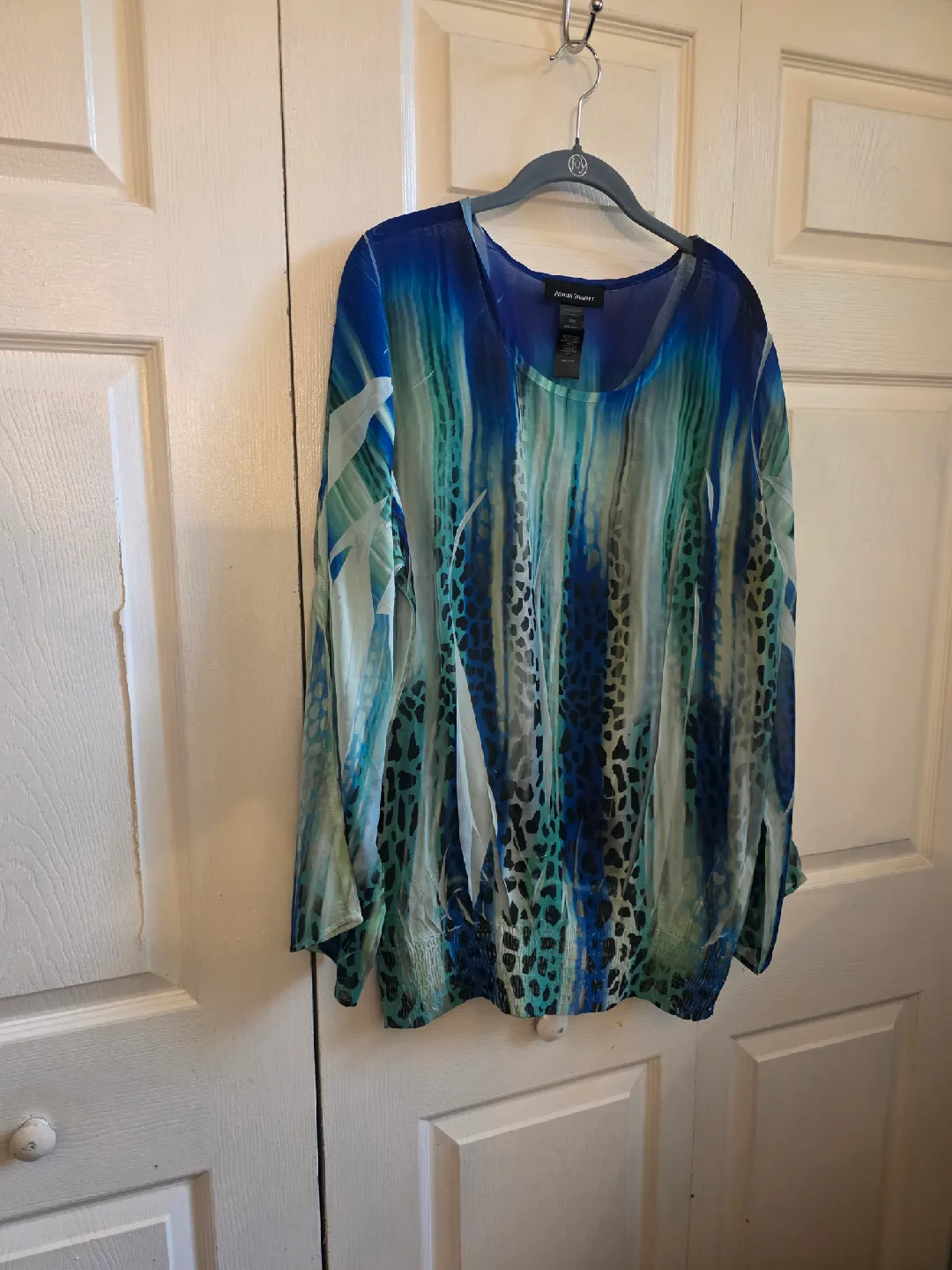 Ronni Nicole Blue Patterned Blouse thumbnail