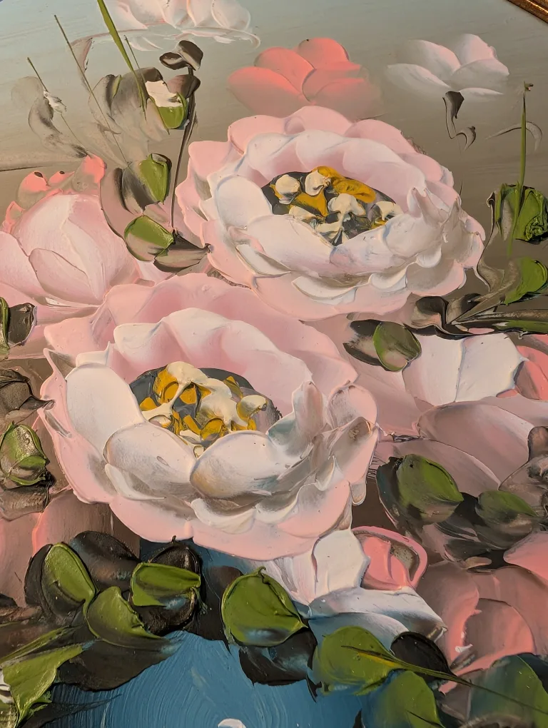 Floral Oil Painting in Gold Oval Frame - Set of 2 image indicator(8)