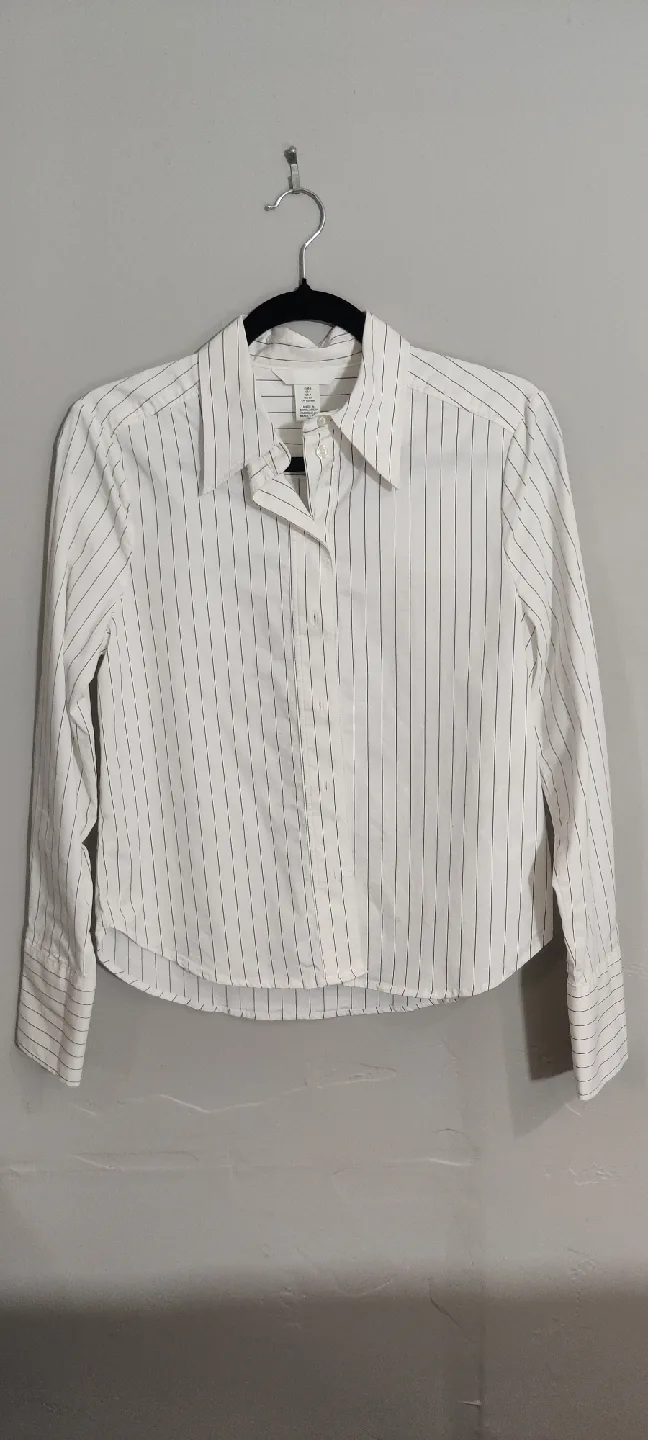 H&M White Striped Shirt thumbnail