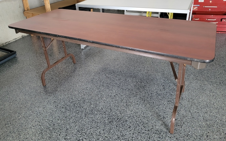 Heavy Duty Folding Table - Brown Wooden Veneer Top - photo 2