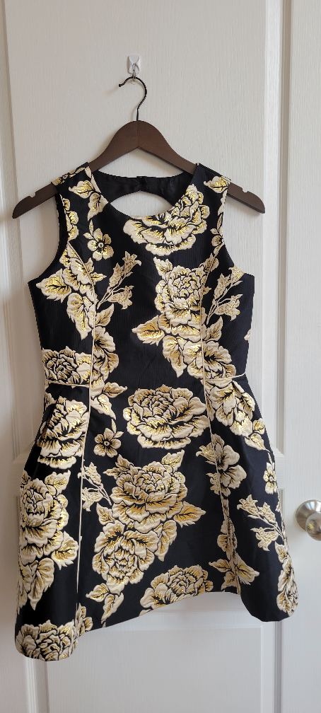 Place Black & Gold Floral Dress - Size 16