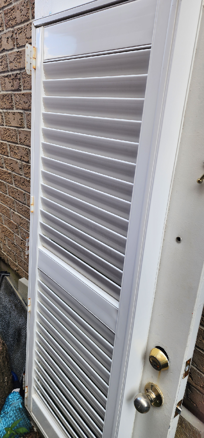 White Louvered Door with Glass Insert - photo 2