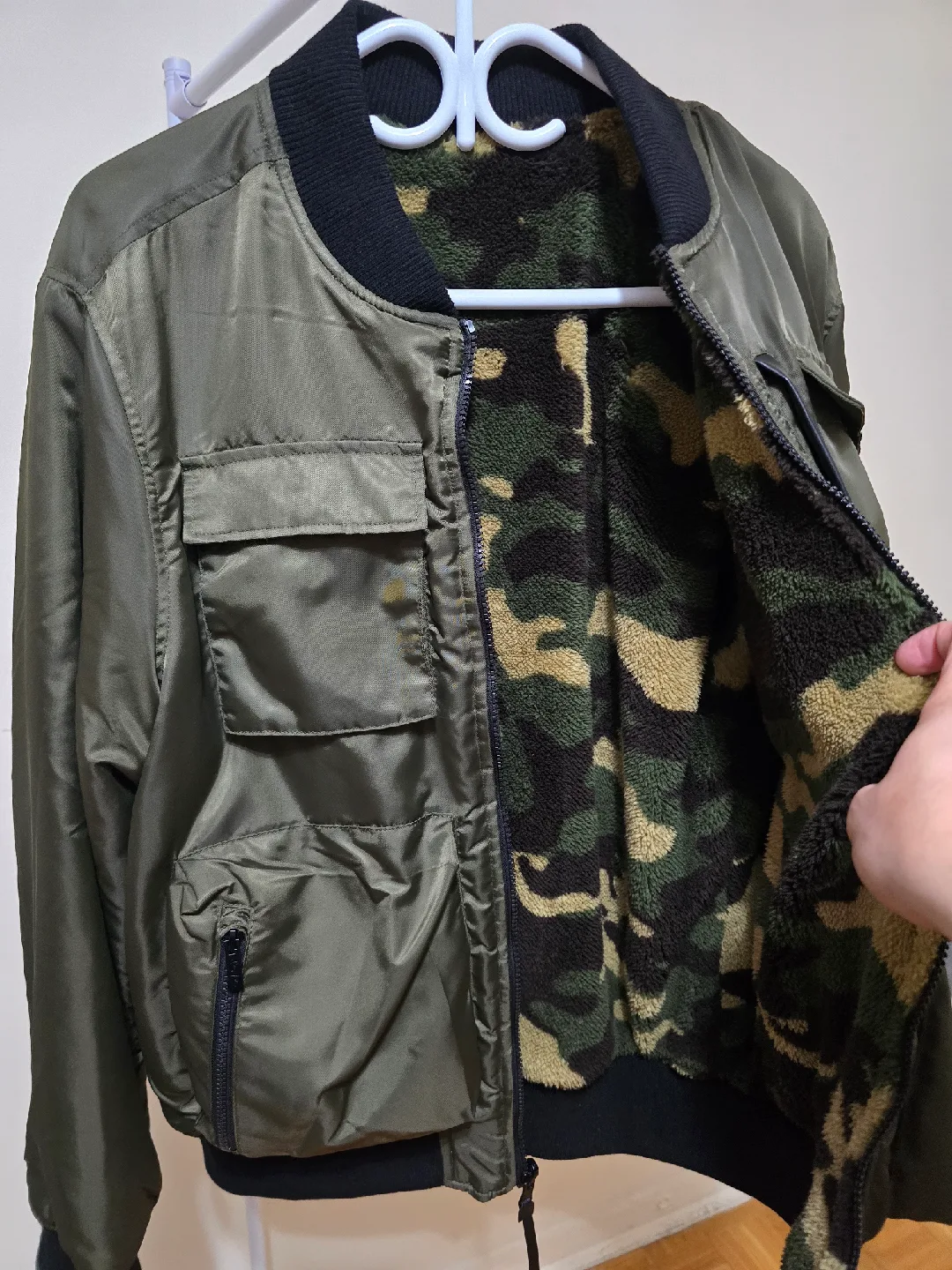 Sean John Olive Green Bomber Jacket - Size M image indicator(3)