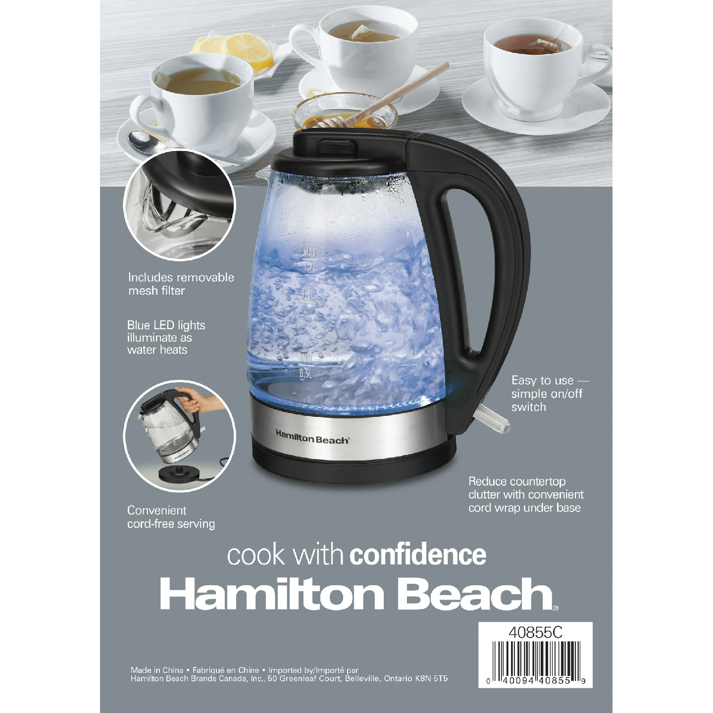 Hamilton Beach 1.7L Glass Electric Kettle - photo 2