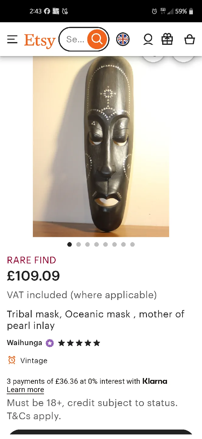 Vintage African Tribal Mask - 40 Inches image indicator(7)