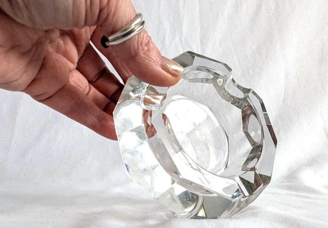 Chunky Cut Glass Ashtray ~ Hexagonal image indicator(6)