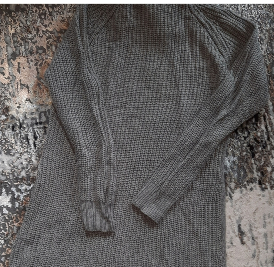Suzy Shier Grey Knit Cowl Neck Sweater  Dress