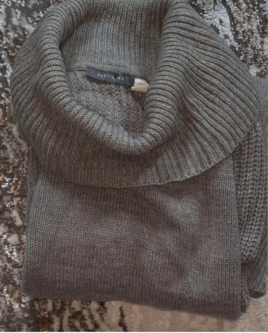 Suzy Shier Grey Knit Cowl Neck Sweater  Dress image indicator(2)