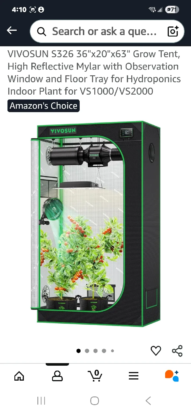 VIVOSUN S326 36"x20"x63" Grow Tent