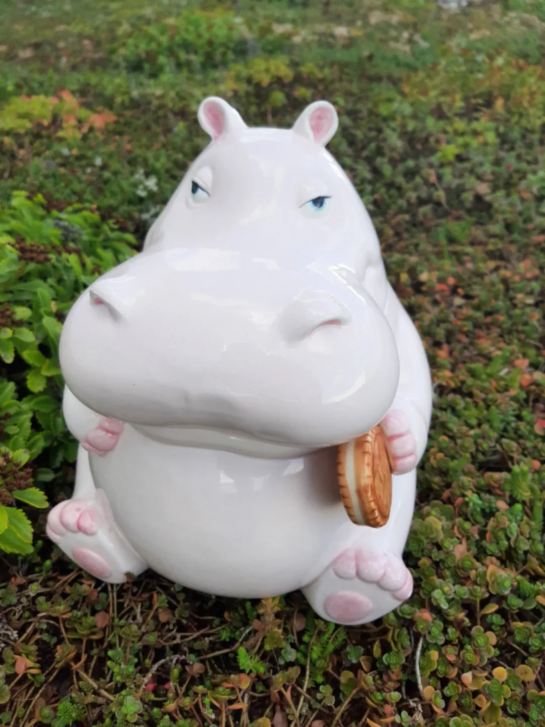 RARE Hand Painted Fitz And Floyd Pink Hippo Cookie Jar image indicator(8)