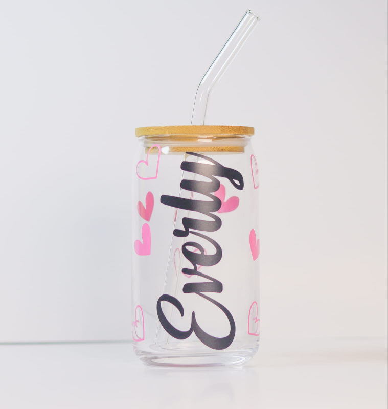 Personalized Glass Tumbler with Straw - photo 2