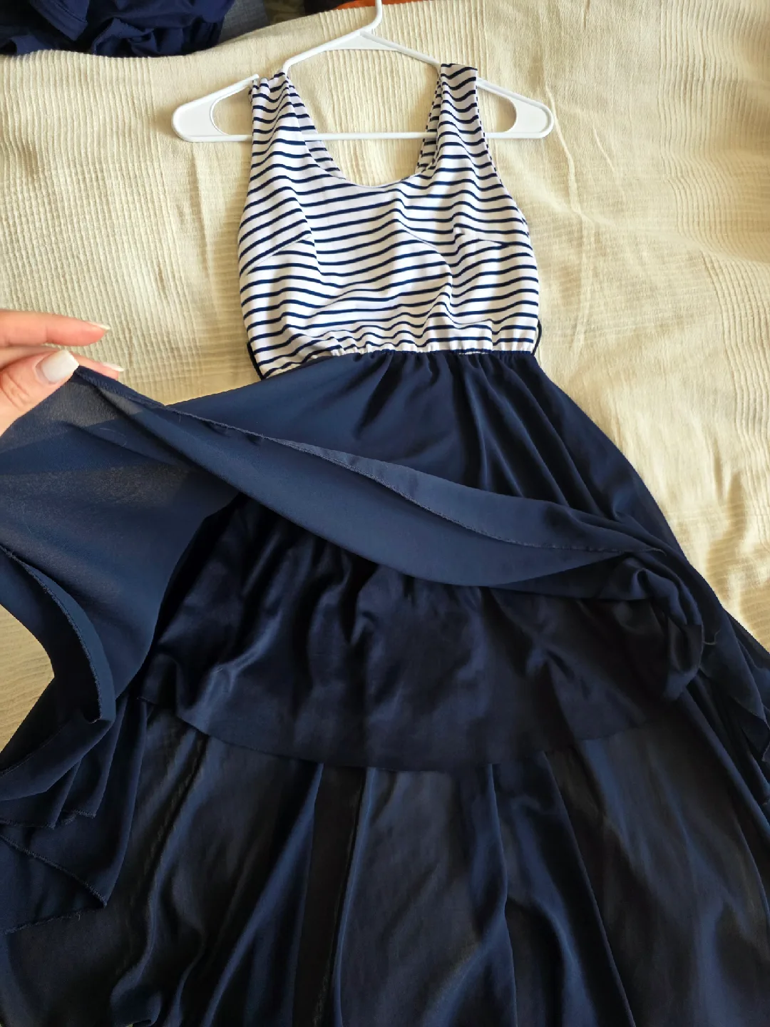 Striped & Navy Blue Dress - Made in Italy, size s image indicator(2)