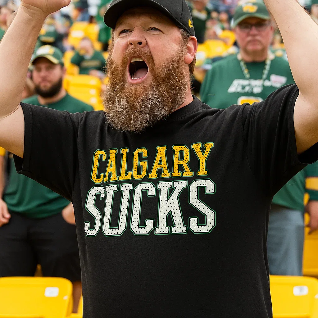NEW MENS LARGE & XL Edmonton elks “Calgary Sucks” T-Shirt