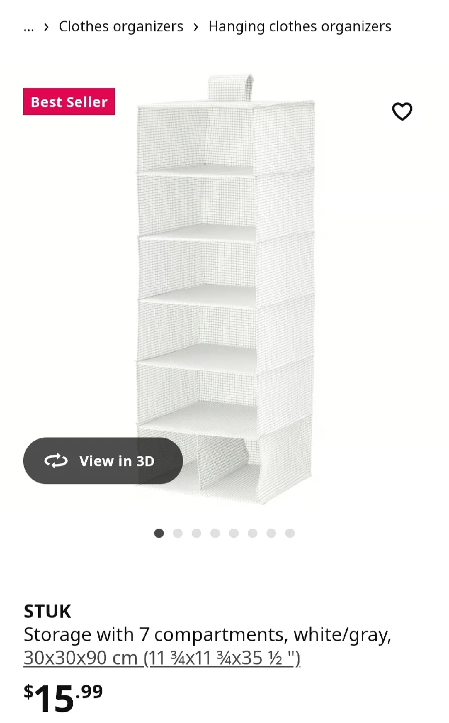 IKEA STUK Hanging Storage with 7 Compartments thumbnail