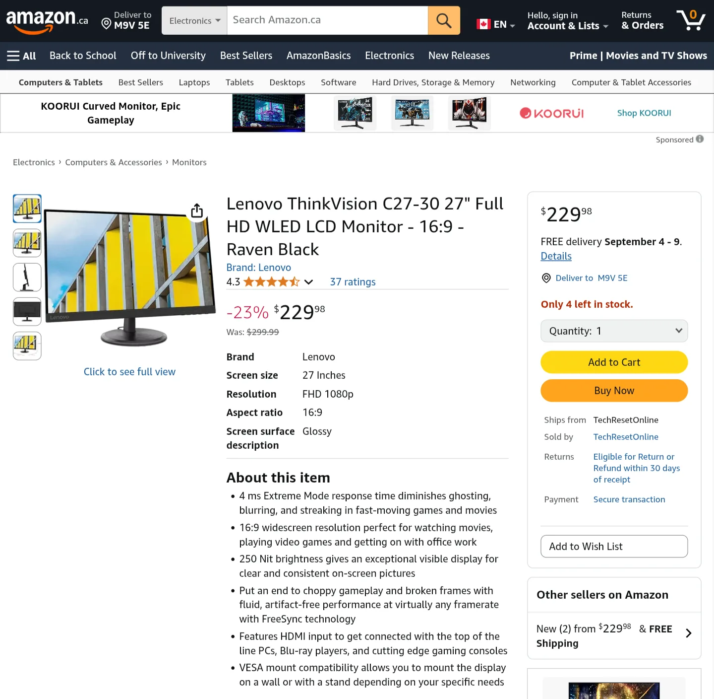 27 Inch Lenovo Flat LED Monitor in perfect working condition image indicator(7)