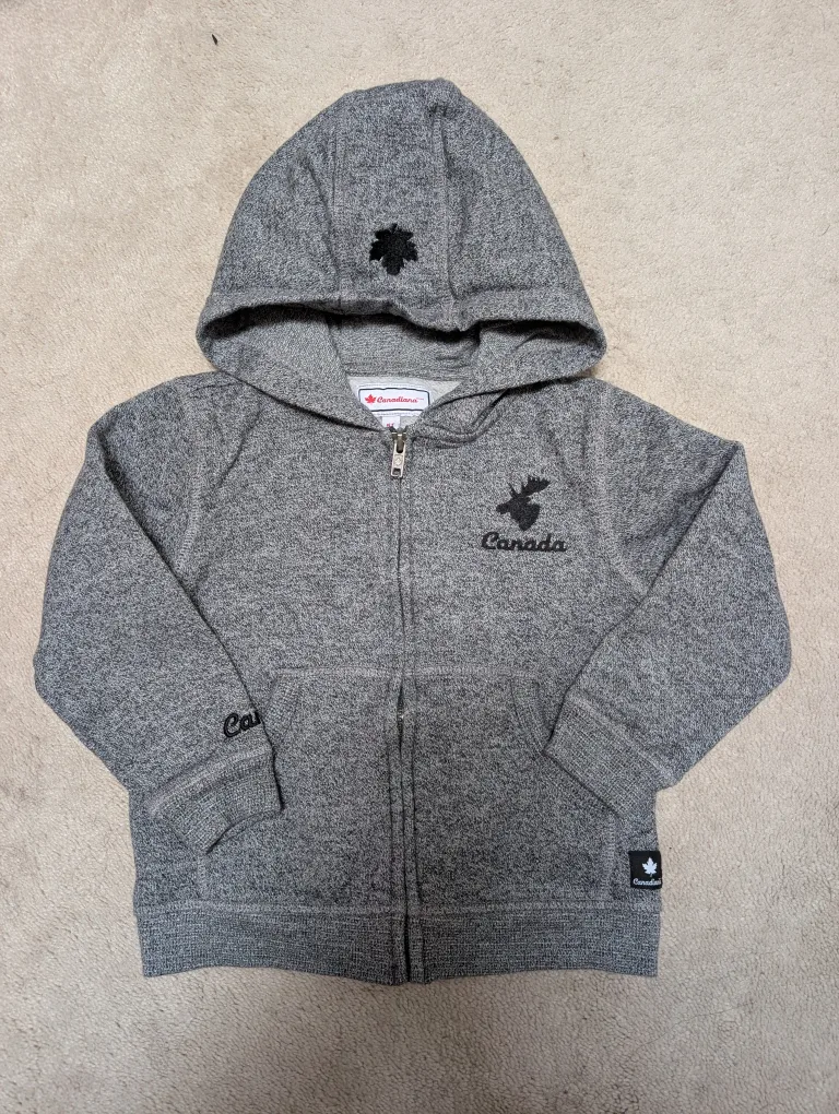 Canadiana Kids Grey Zip-Up Hoodie - Size 5T thumbnail