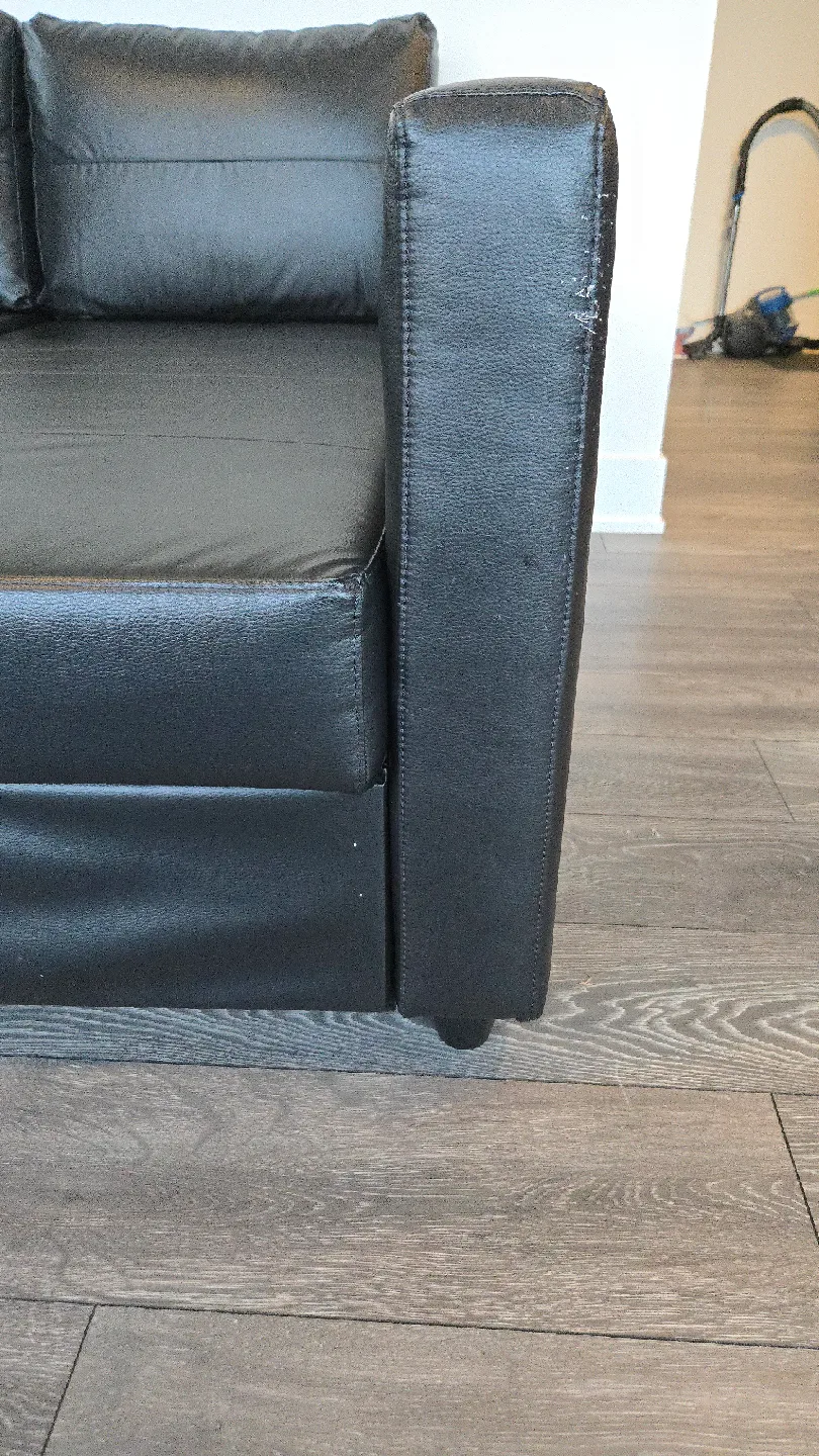 Black Faux Leather Sectional Sofa Bed image indicator(3)