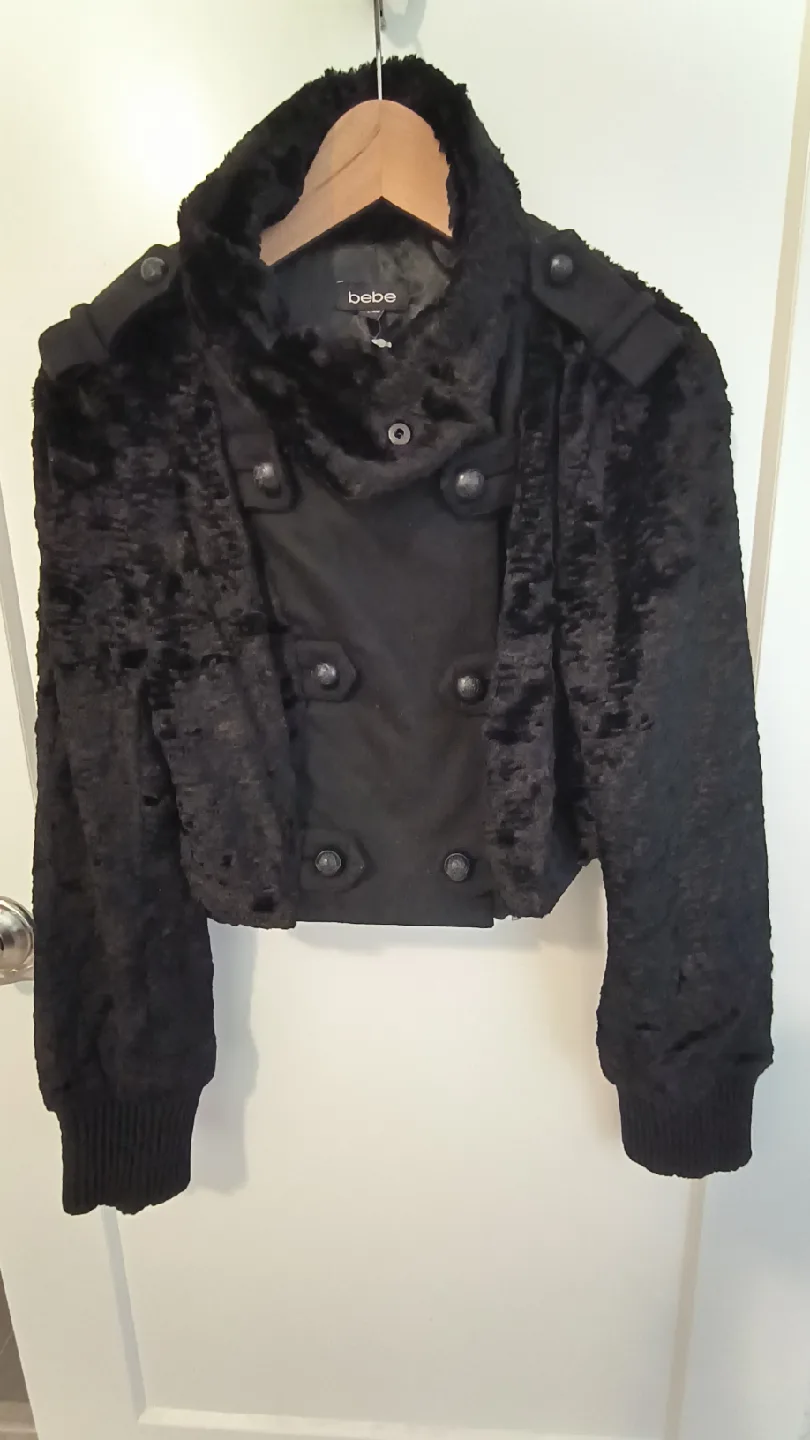 Black Faux Fur Jacket Size L New condition thumbnail