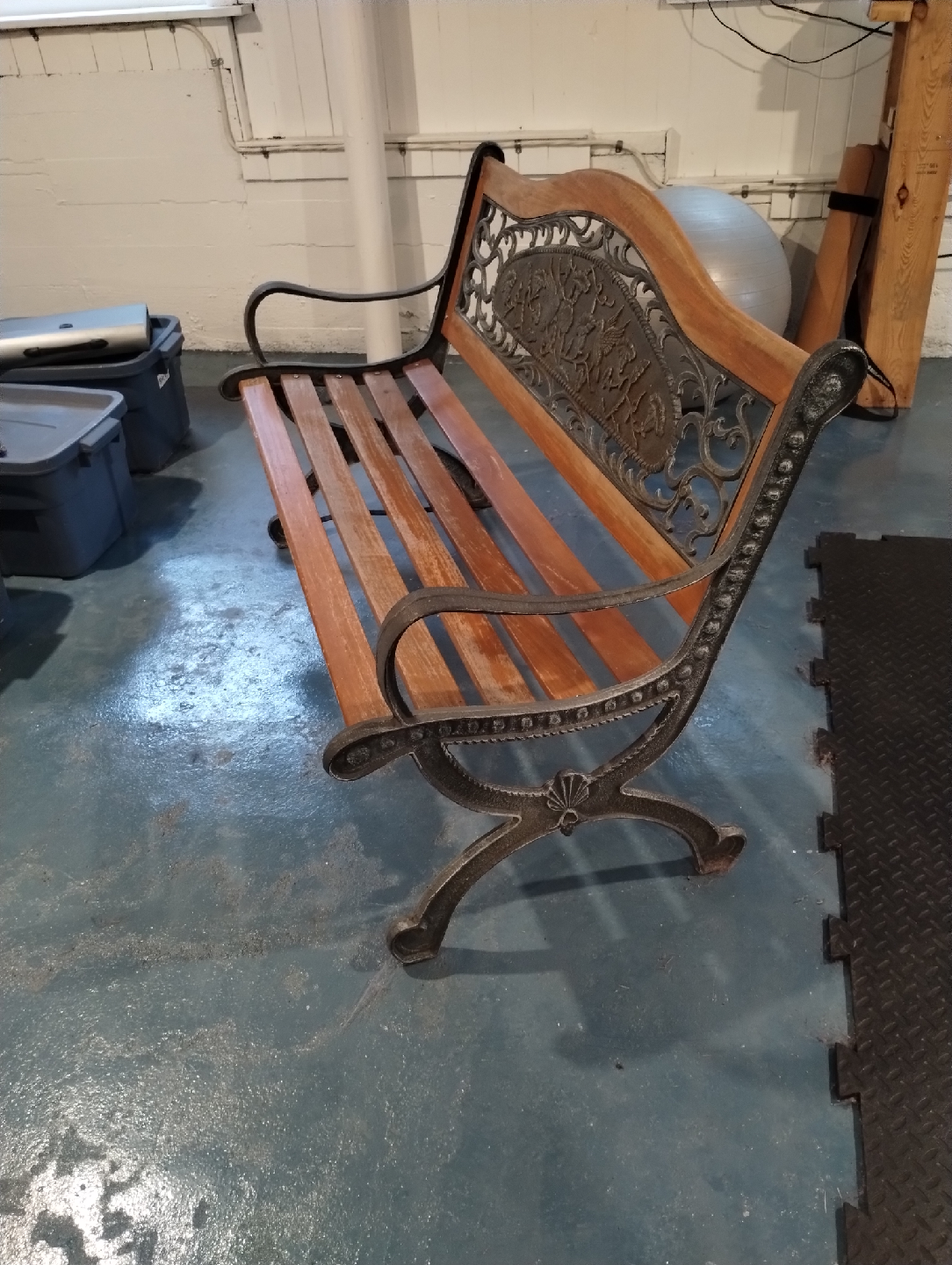 Vintage Style Wood and Metal Bench