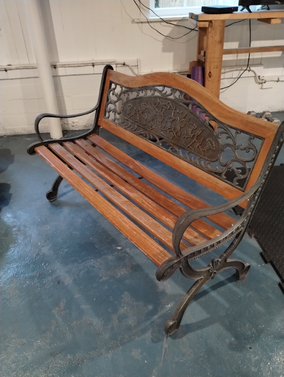 Vintage Style Wood and Metal Bench - photo 2