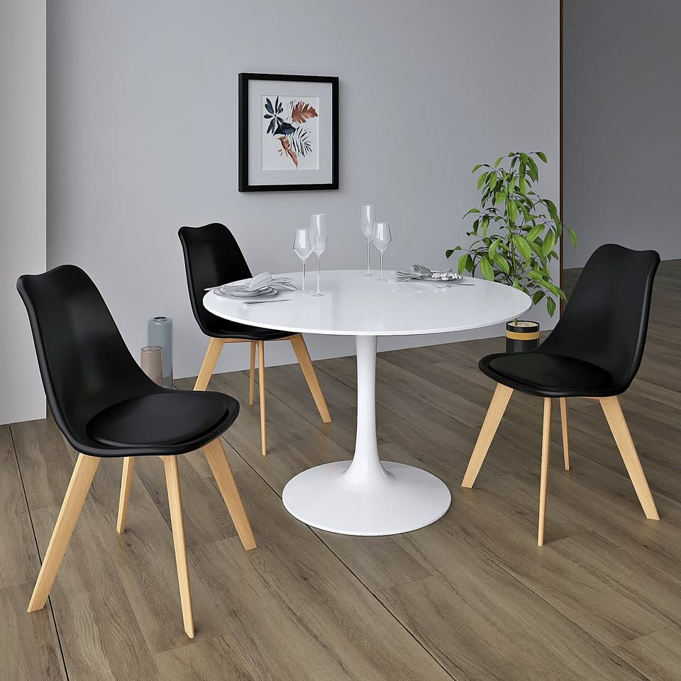 dining table with 4 black chairs