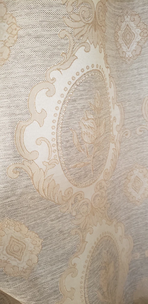 Elegant Beige Patterned Curtains - photo 2