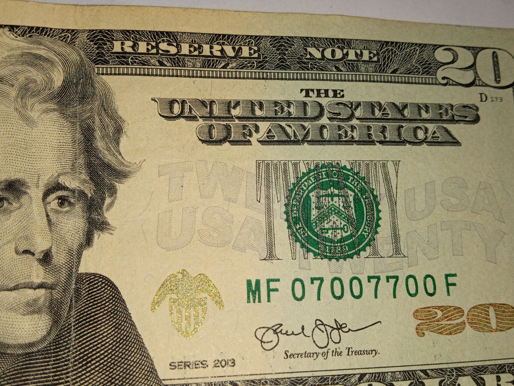 special fancy lucky 7 number $20 bill