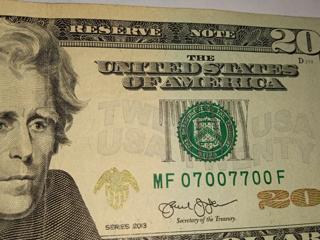 special fancy lucky 7 number $20 bill thumbnail