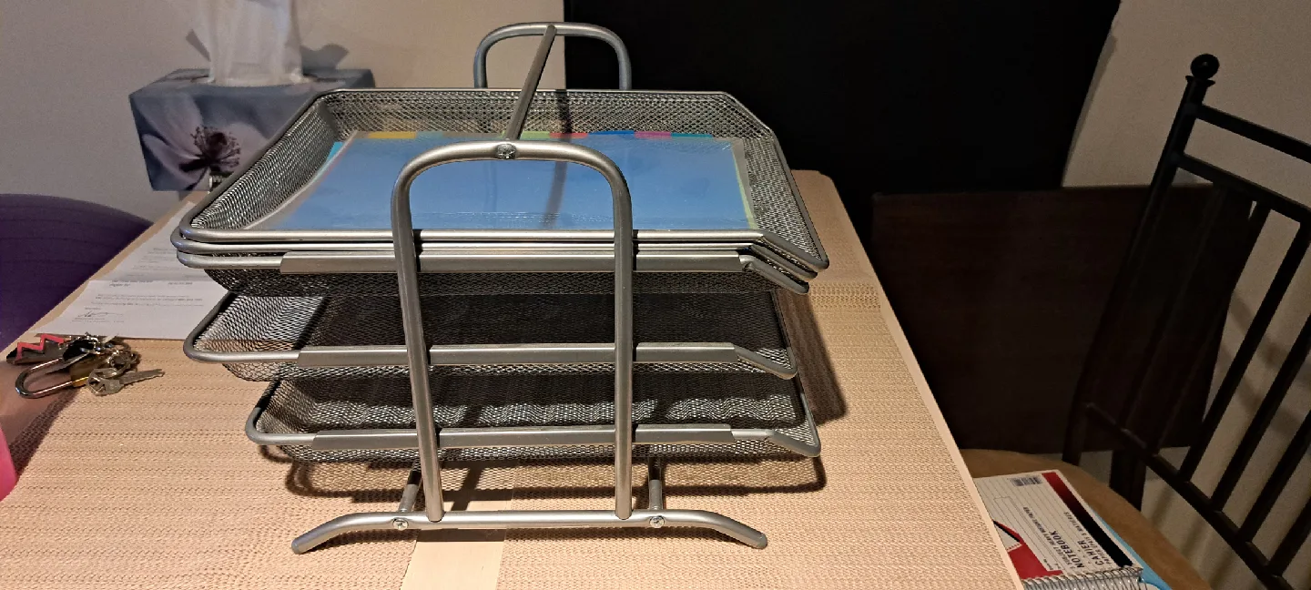 Metal Mesh 3-Tier File Tray Organizer image indicator(2)