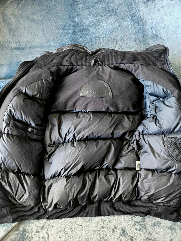 🇨🇦 CMFR Men's Black Down Bomber Jacket with Leather Trim (XS) image indicator(5)