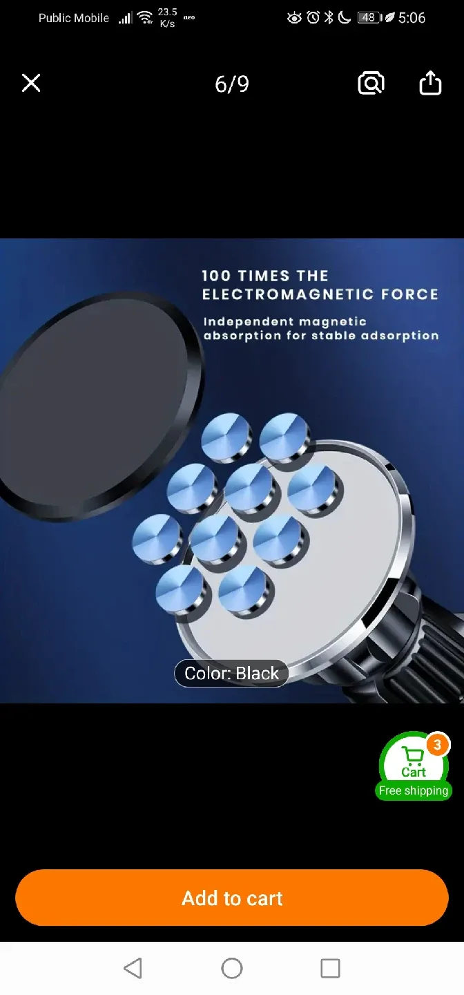 Universal Magnet Bracket Phone Car Mount - Black image indicator(8)