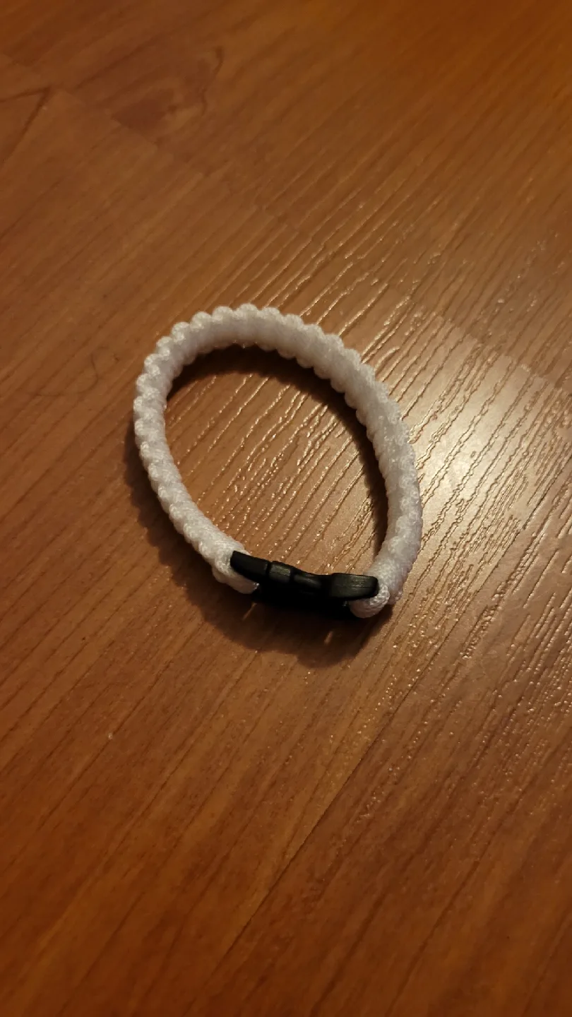 White Braided Bracelet with Black Clasp thumbnail