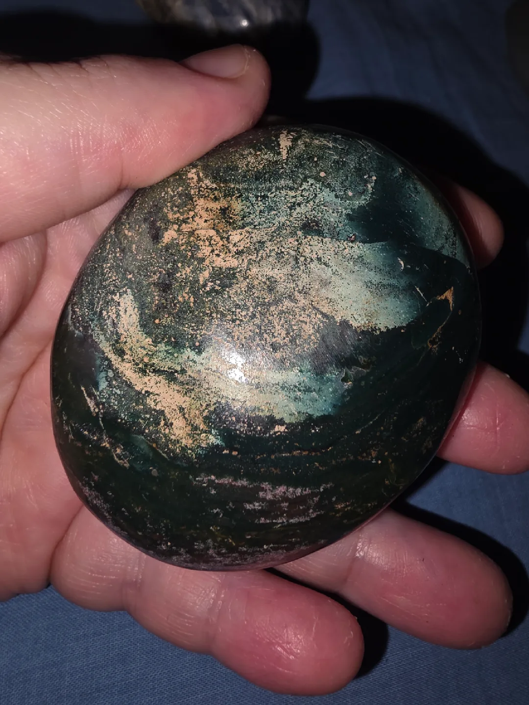 ocean jasper palmstone with a natural rough spot on one side thumbnail