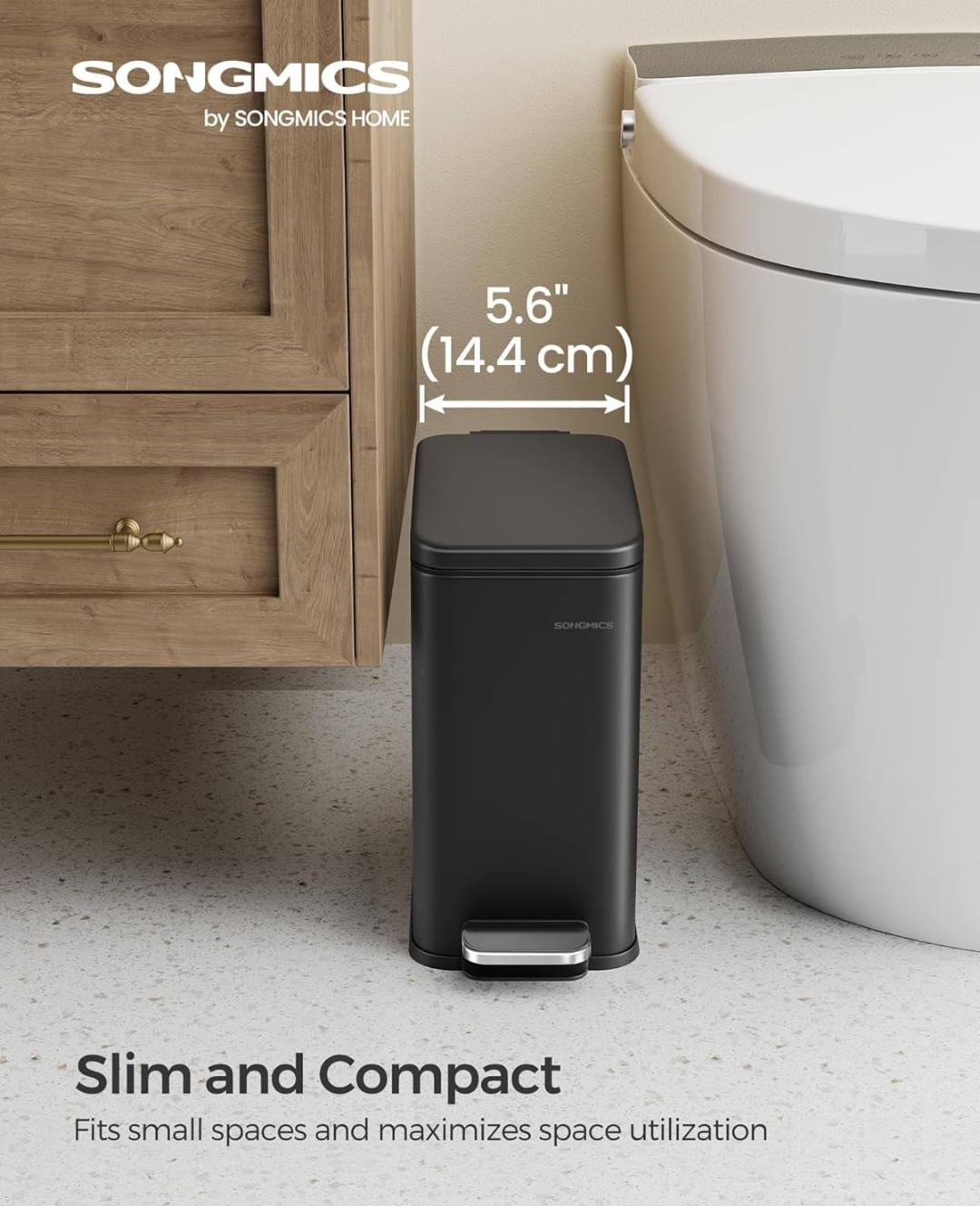 SONGMICS Black Step Trash Can - photo 2