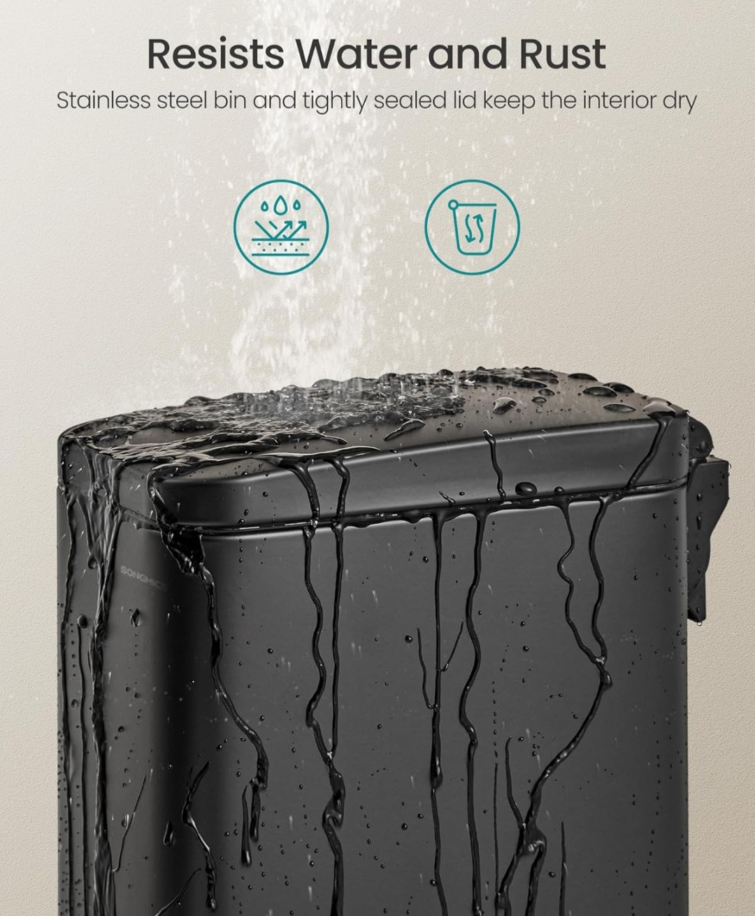 SONGMICS Black Step Trash Can - photo 4