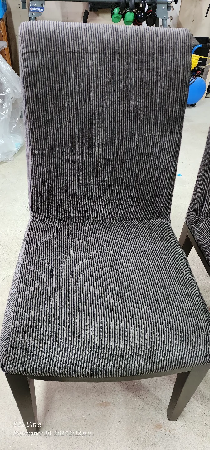 6 Dining Chairs - Dark black n Grey Fabric