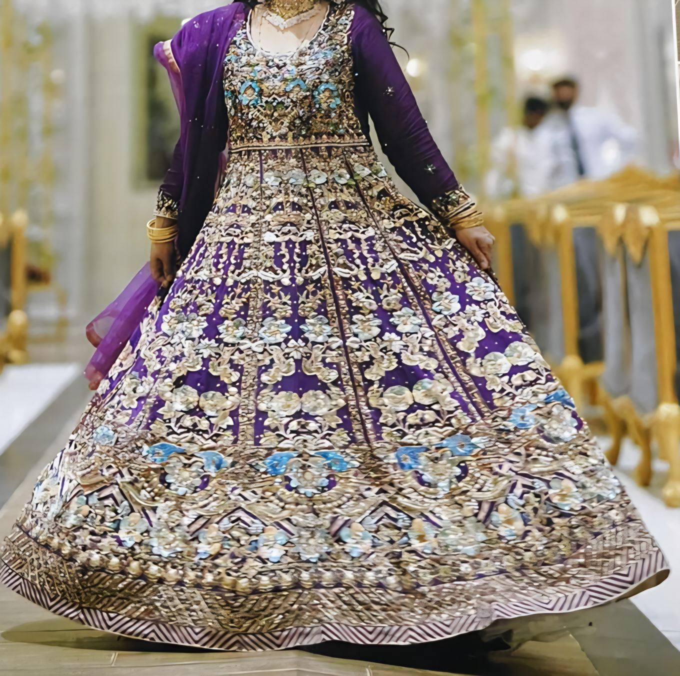 Purple Embroidered Anarkali Dress - photo 3