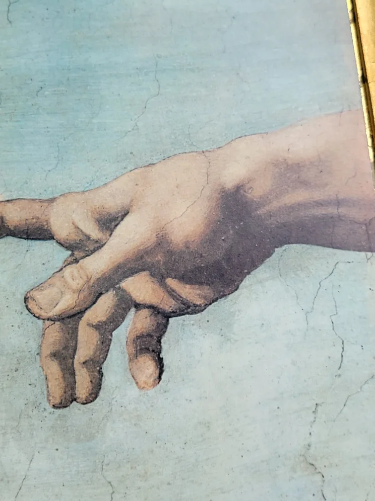 Vintage The Creation of Adam Michangelo Florentine Wood Tray image indicator(3)