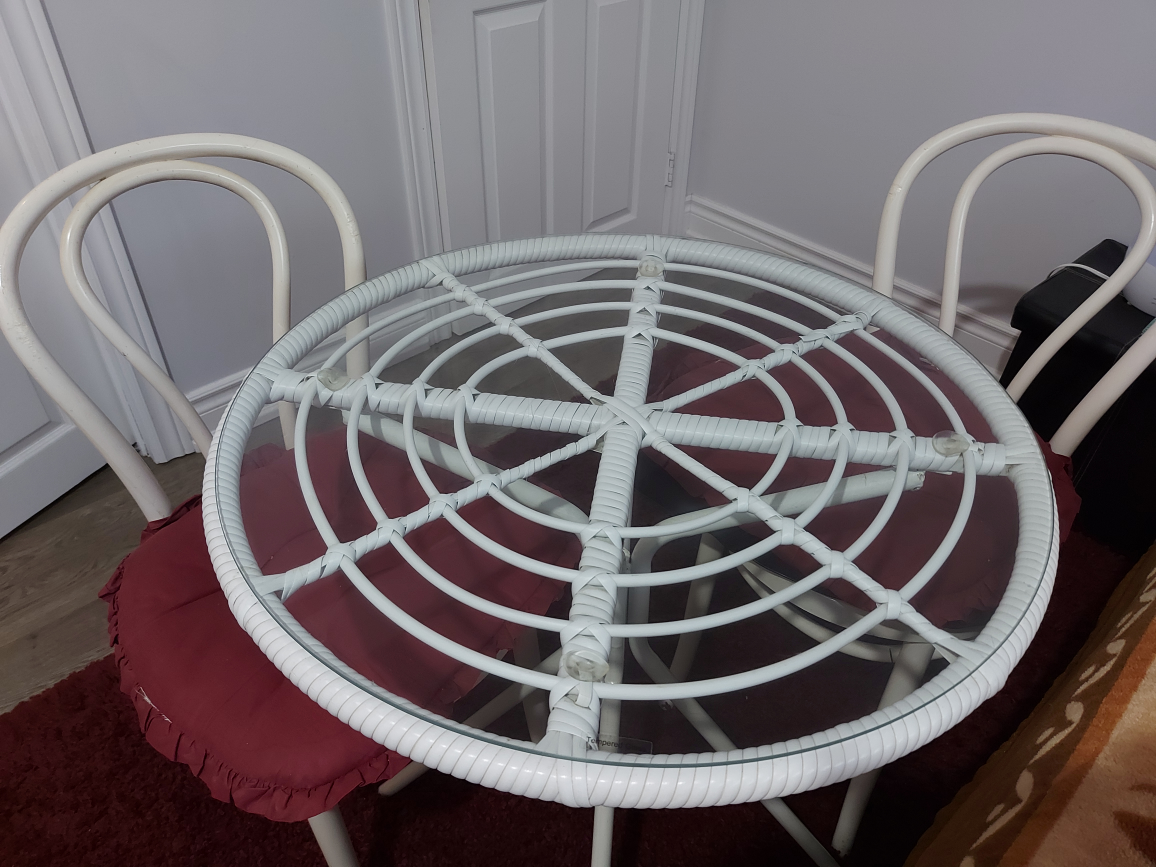 White Rattan Table and Chair Set-Move Out Sale