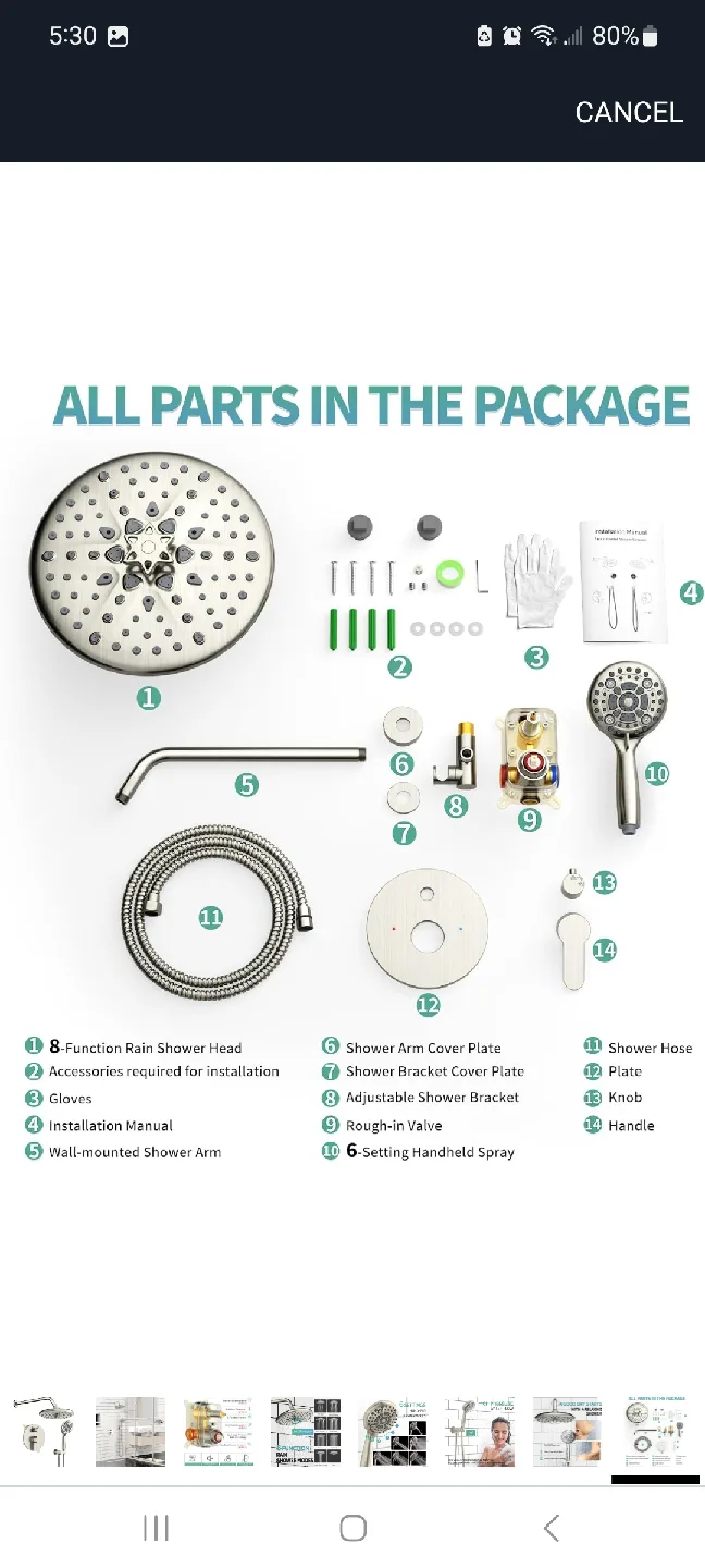 SR SUN RISE 10 Inch Shower Head - Brushed Nickel image indicator(6)