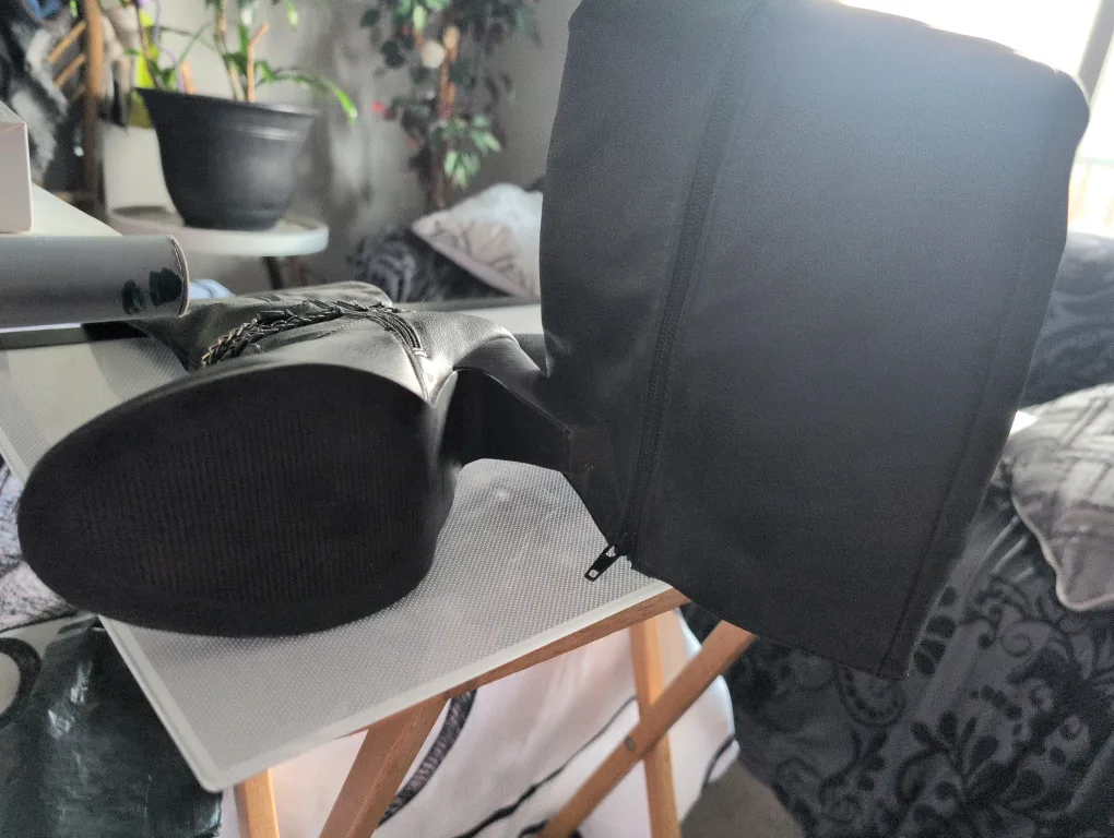 Black Ankle Boots with Chain Detail image indicator(2)