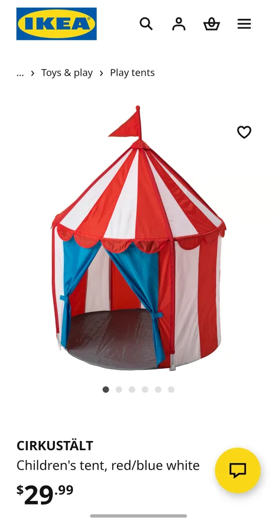 IKEA CIRKUSTÄLT Children's Tent - Red, Blue, White thumbnail