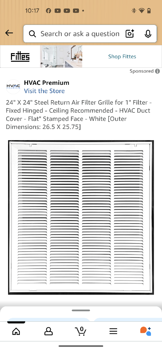HVAC Premium 24" x 24" Steel Return Air Filter Grille