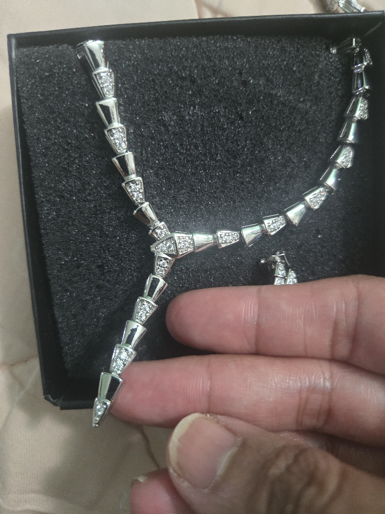 Silver Tone Necklace and Ring Set