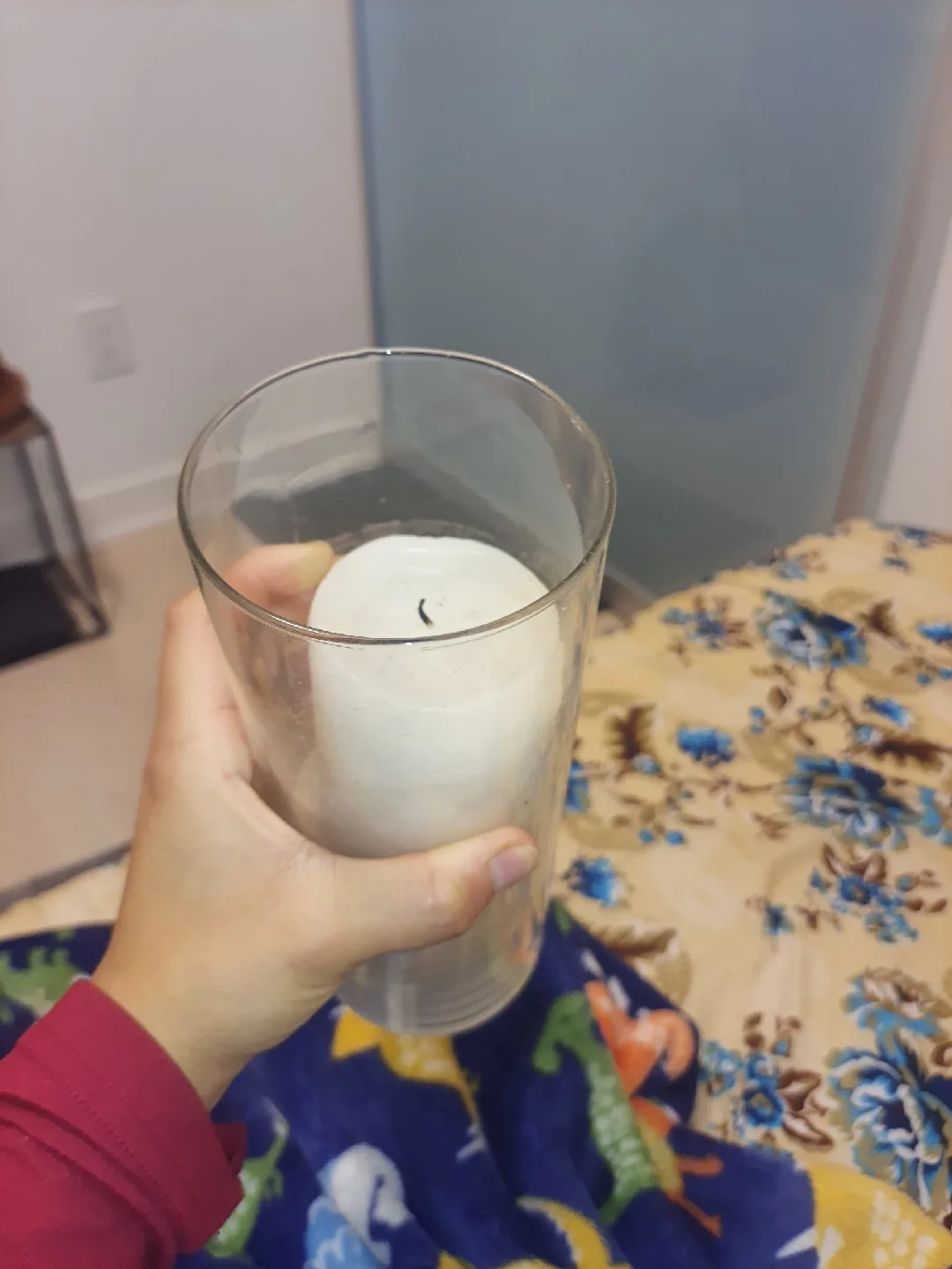 White Pillar Candle in Glass Holder thumbnail