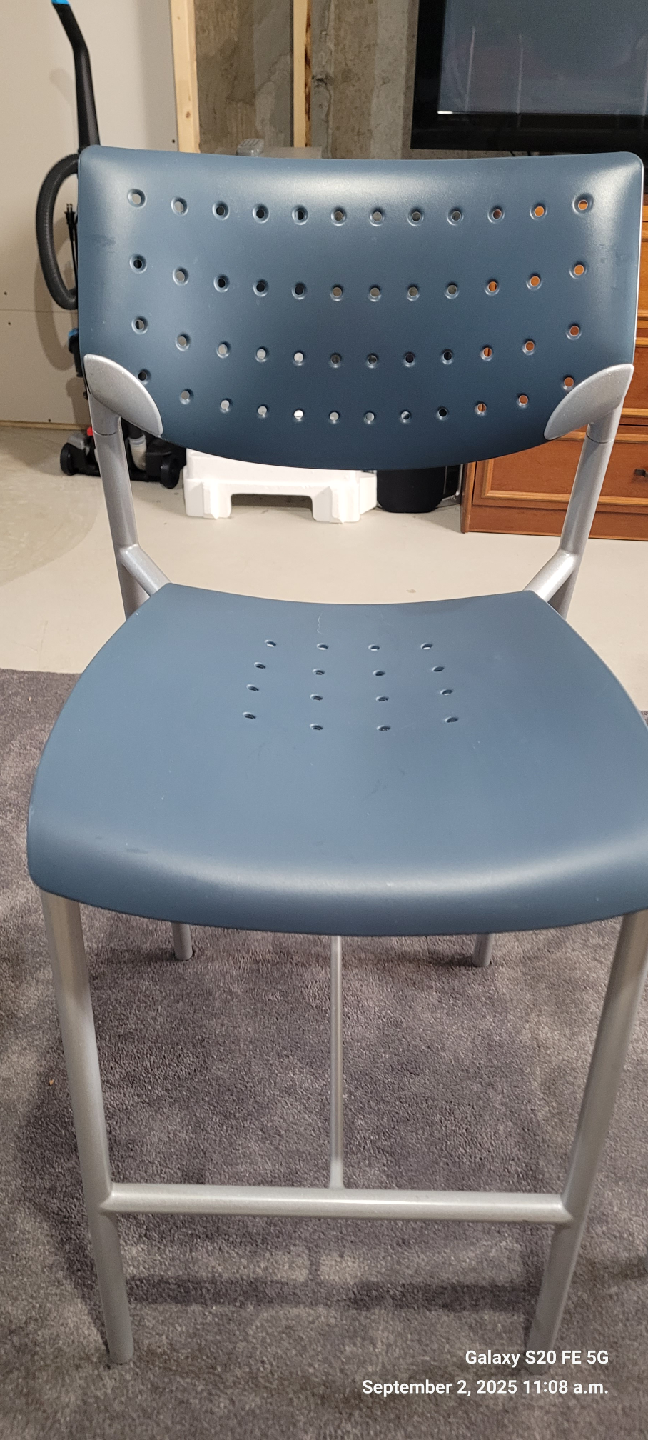 (2) Keilhauer Blue Bar Plastic Stool with Silver Legs - photo 3