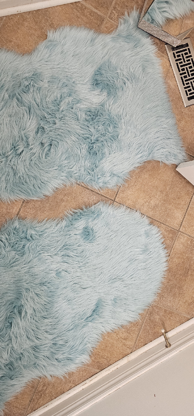 Light Blue Faux Fur Rug