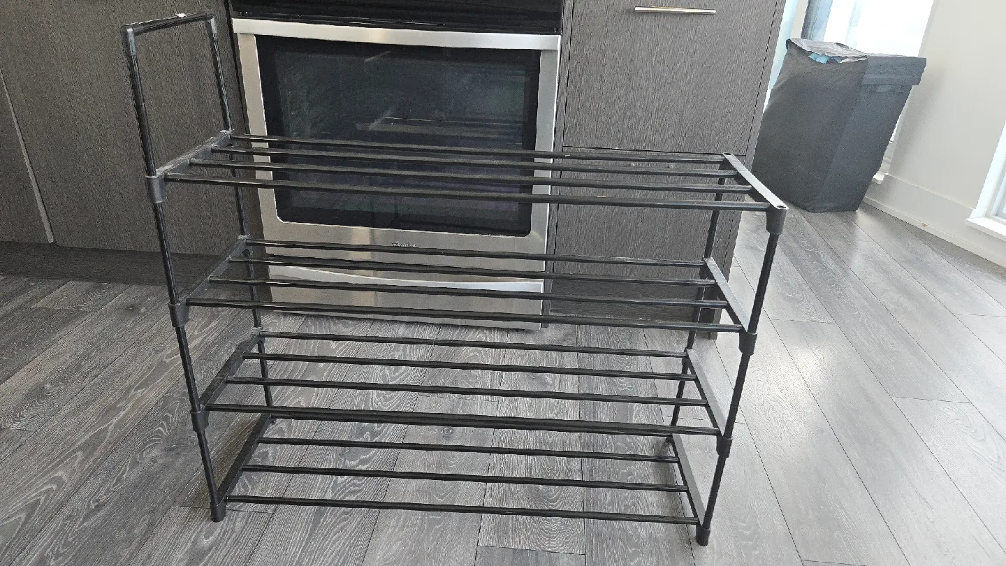 Black Metal 3-Tier Shoe Rack thumbnail